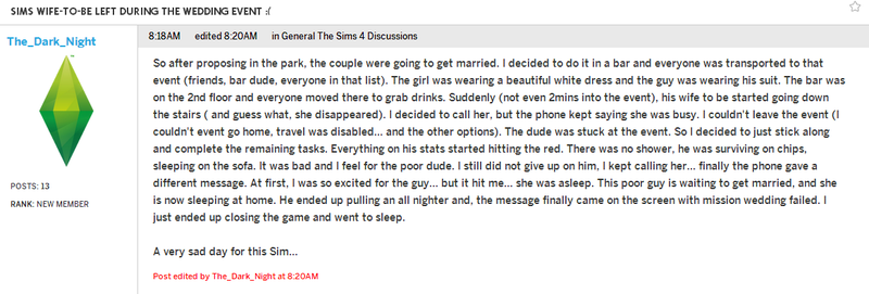 Illustration for article titled The Sims Forums Are My New Favorite Place On The Internet